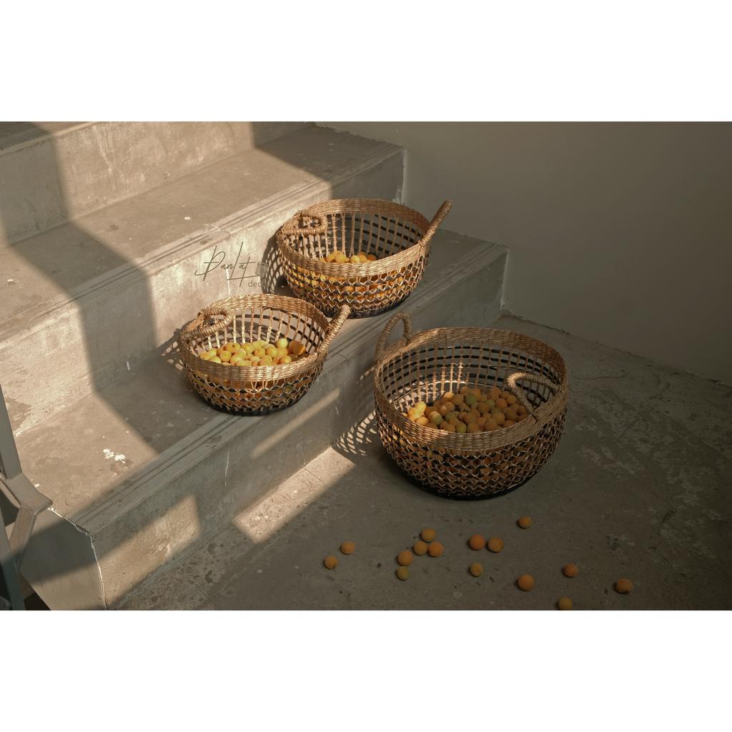 Giỏ cói đan, rổ cói có quai xách đựng đồ, trái cây, trang trí - Handicraft Seagrass Basket