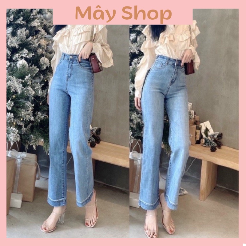 Quần Jean Nữ Ống Suông Lưng Cao Tôn Dáng Chất Bò Co Giãn Hàng Chuẩn Form Chuẩn (Hàng Sẵn) M1