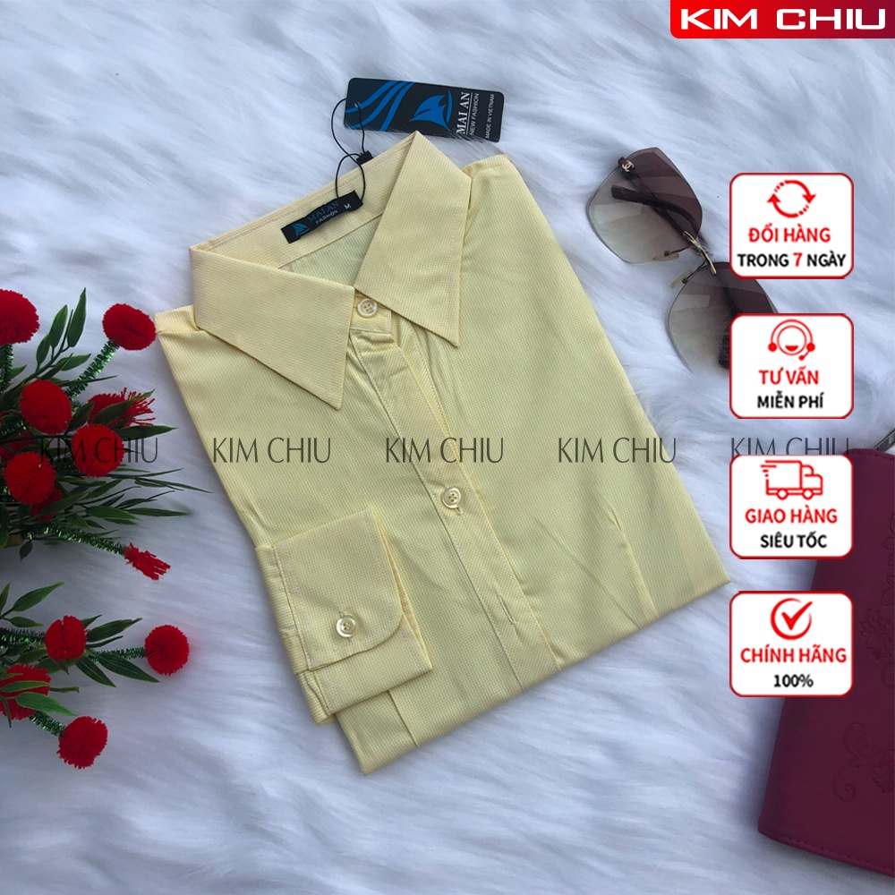 Áo Sơ Mi Nữ Công Sở Kẻ Caro, Form Mai An, Màu Vàng Tay Dài Vải Kate Mỹ Đẹp, Ít Nhăn Đứng Áo. HÀNG CHẤT LƯỢNG CAO. SMTD01