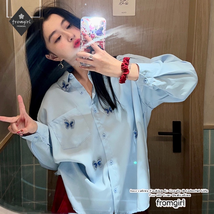 Áo Sơ Mi Nữ Dài Tay Họa Tiết Hoạt Hình Thời Trang