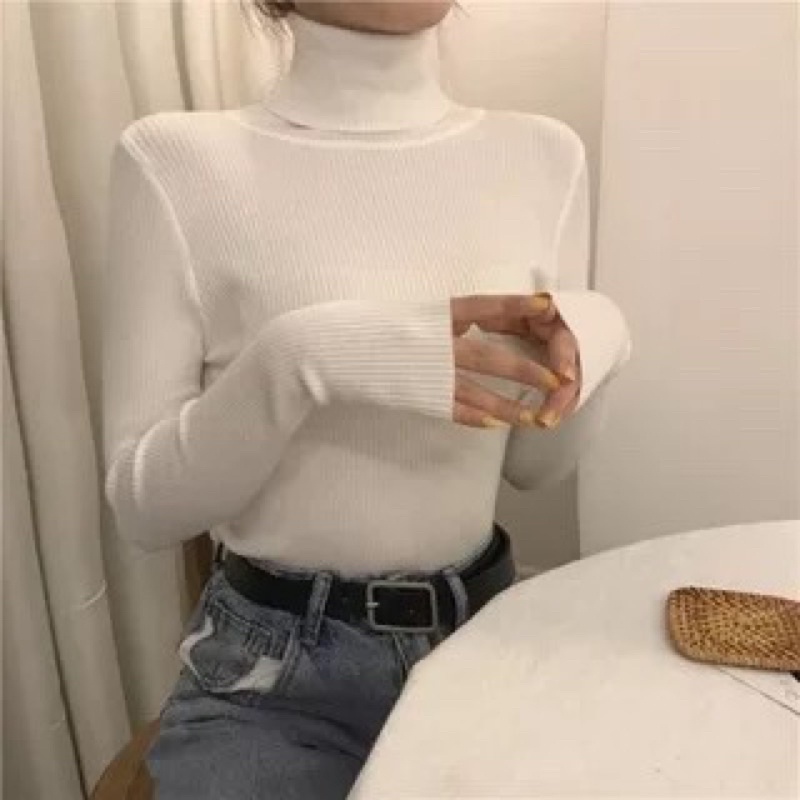 Áo thun nữ cổ lọ tay dài co dãn ôm dáng, Áo thun thu đông cổ lọ SUNA FASHION