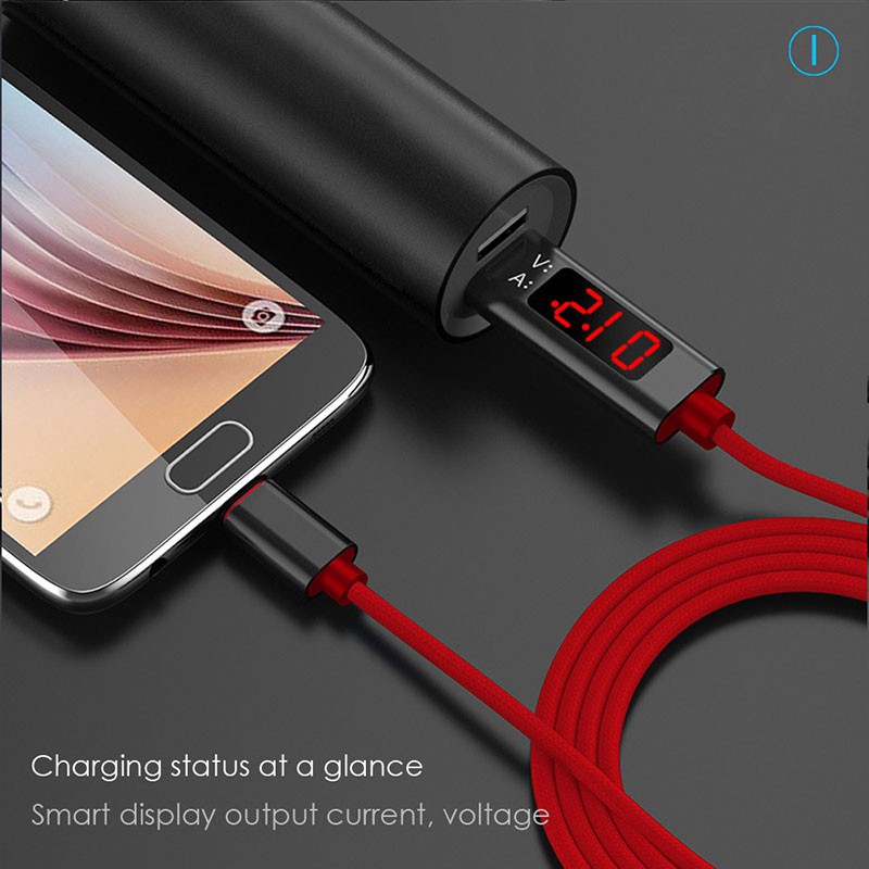 Ready Stock LCD Display 3A Quick Charge 3.0 Micro Type-C Lightning USB Charging Cable