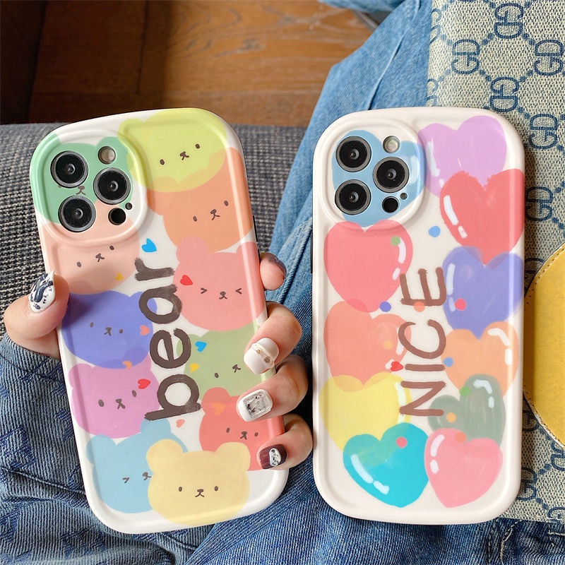 Ốp Điện Thoại Hình Gấu Nhiều Màu Sắc Cho iphone 12 13 11 Pro Max X Xs Max Xr Gue3