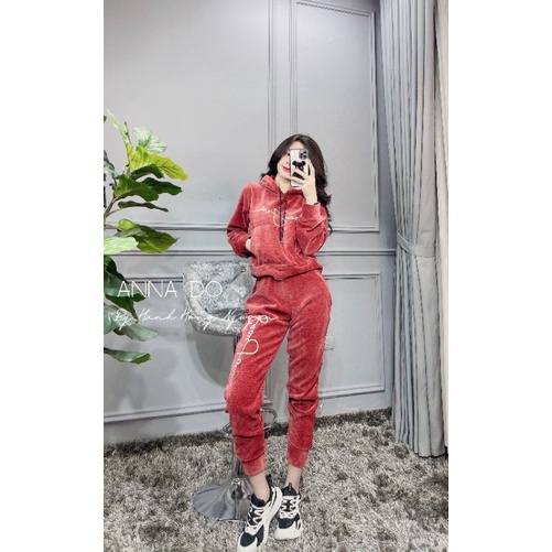 Bộ nhung thu đông hàng quảng châu cao cấp