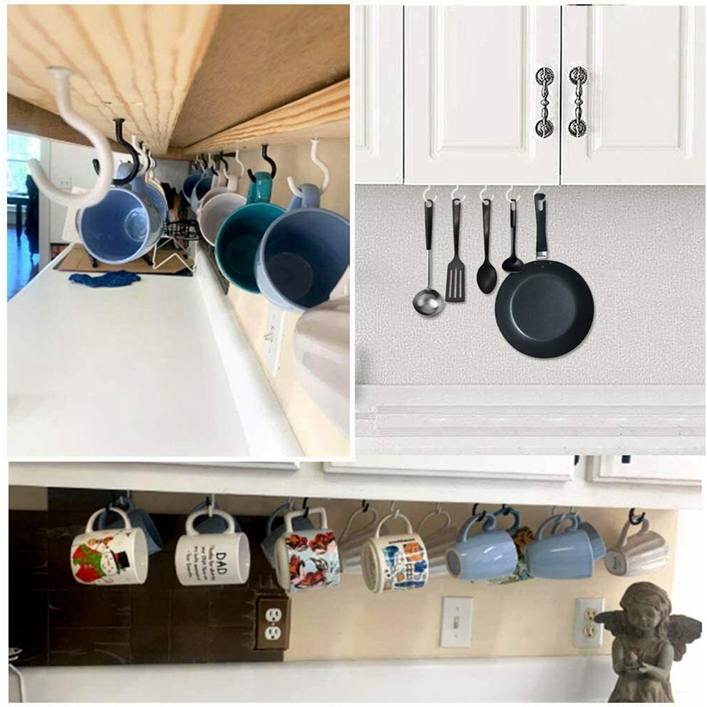 Set 10 móc treo đồ gắn tường màu trắng đen chịu lực nặng tiện lợi cho gia đình
