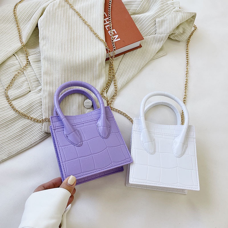 Túi đeo chéo hình vuông cỡ nhỏ họa tiết vân da cá sấu thời trang dành cho nữ