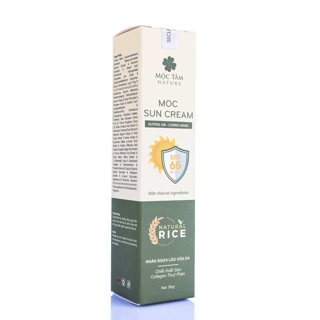 Kem Chống Nắng SPF65 Moc Sun Cream 50g - Ngăn Chặn Tia UV, Dưỡng Ẩm, Ngừa Lão Hóa (Mộc Tâm Nature) | BigBuy360 - bigbuy360.vn