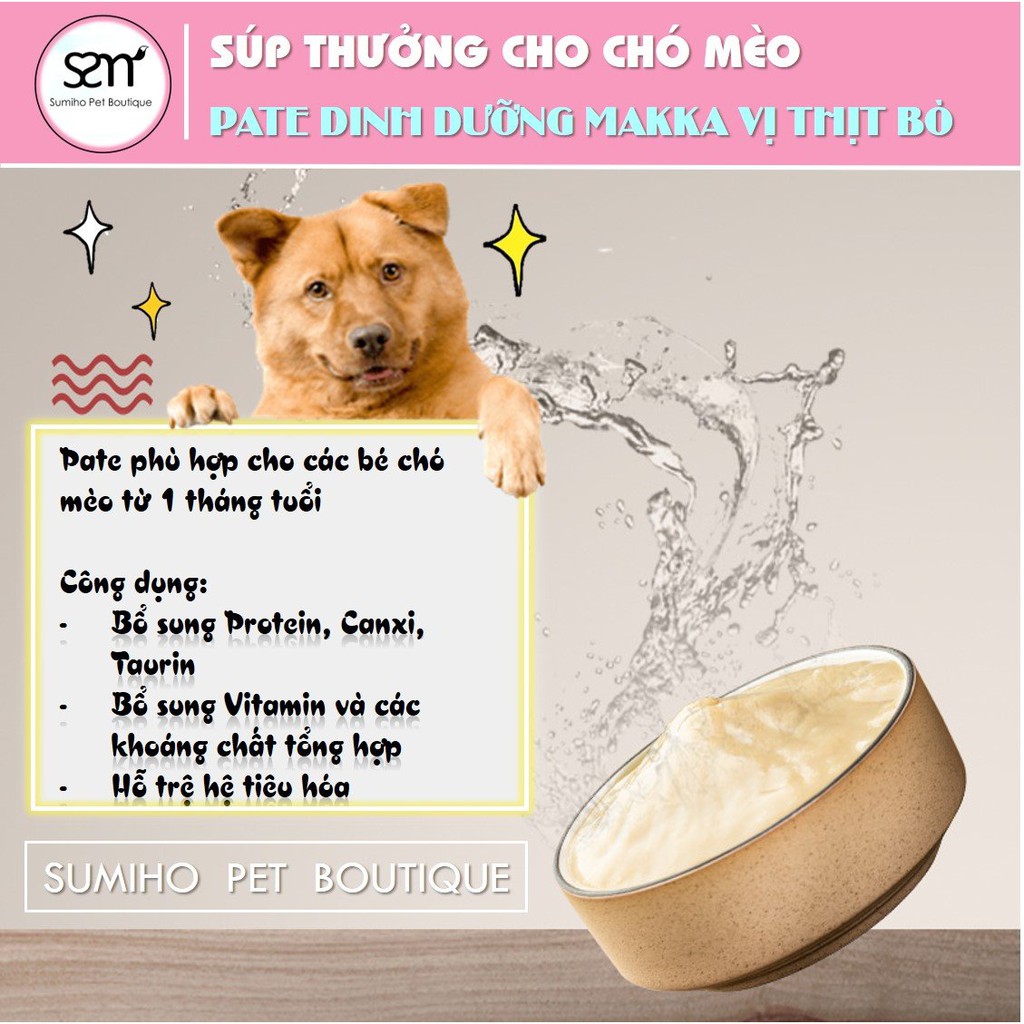 Pate vị thịt bò cho chó mèo Makka (Bịch 15g) súp dinh dưỡng cho cún mèo