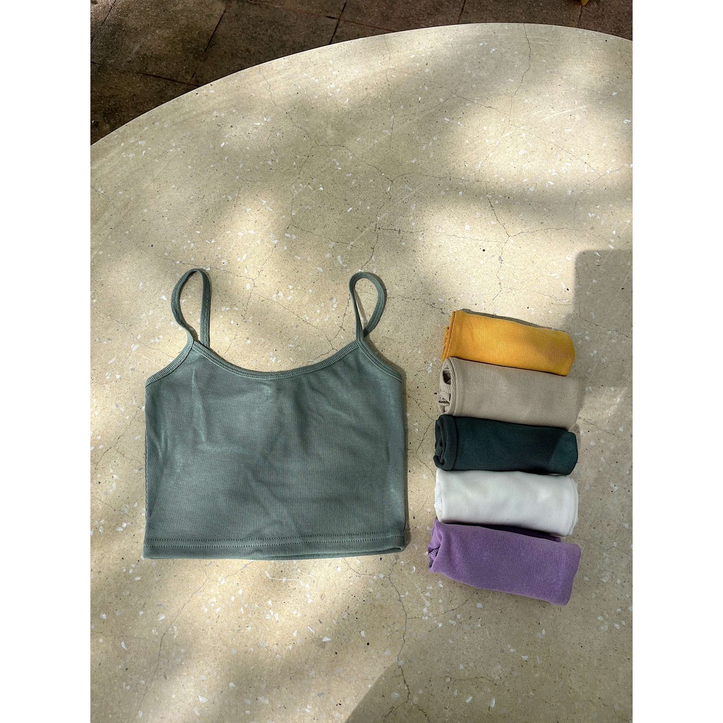 Áo hai dây croptop thun gân RUCHAN kiểu áo 2 dây phối áo sơ mi khoác ngoài cho nữ cao cấp co giãn tốt