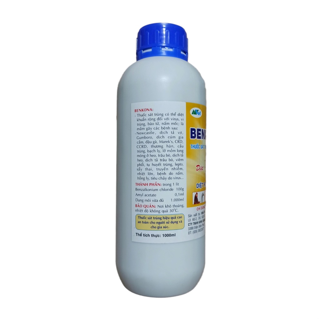 Benkona chai 1 lít Diệt khuẩn,nấm mốc reeu tảo, sát trùng chuồng trại,xử lý giá thể