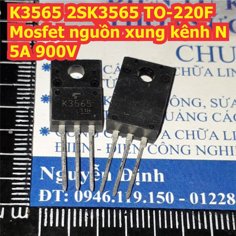 2 con K3565 2SK3565 TO-220F Mosfet nguồn xung kênh N 5A 900V