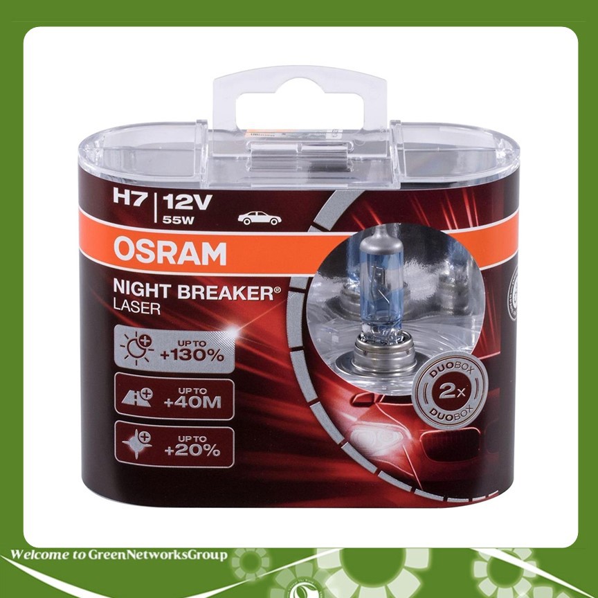 Bộ 2 bóng đèn ô tô Osram H4 Night Breaker Laser 130% cao cấp(Trắng xanh)