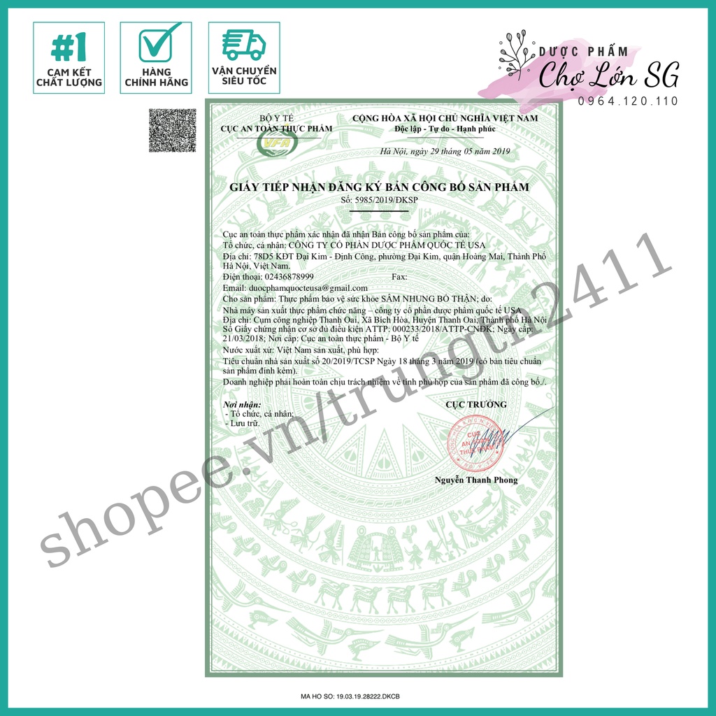 Viên uống tăng cường sức khỏe nam giới SÂM NHUNG BỔ THẬN - Chai 30 viên