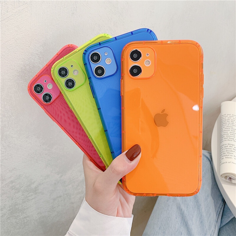 Ốp Điện Thoại TPU Mềm Trong Suốt Màu Dạ Quang Cho iPhone 13 12 11 Pro Max Mini SE 2020 XS XR X 8 7 Plus SE2020