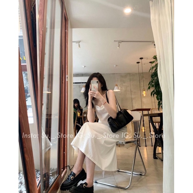 Set Đầm Midi Đũi Kèm Áo Sơ Mi 2Màu