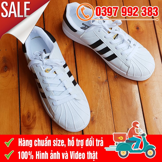 [MIỄN PHÍ SHIP] Giày Thể Thao Superstar Trắng Sò Tem Vàng Nam Nữ