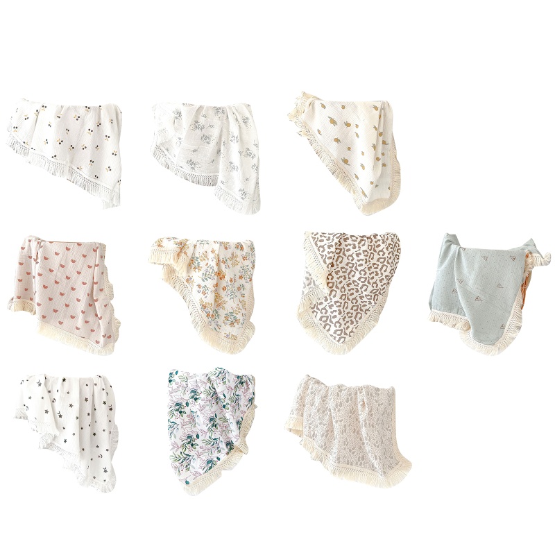 Chăn Quấn Em Bé Bằng Cotton Mềm Mại Phối Tua Rua Phong Cách Hồi Giáo Dùng Làm Đạo Cụ Chụp Ảnh