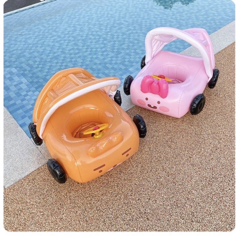 Phao bơi cho bé tập bơi có mái che, phao bơi chống lật hình ô tô đáng yêu cho trẻ em