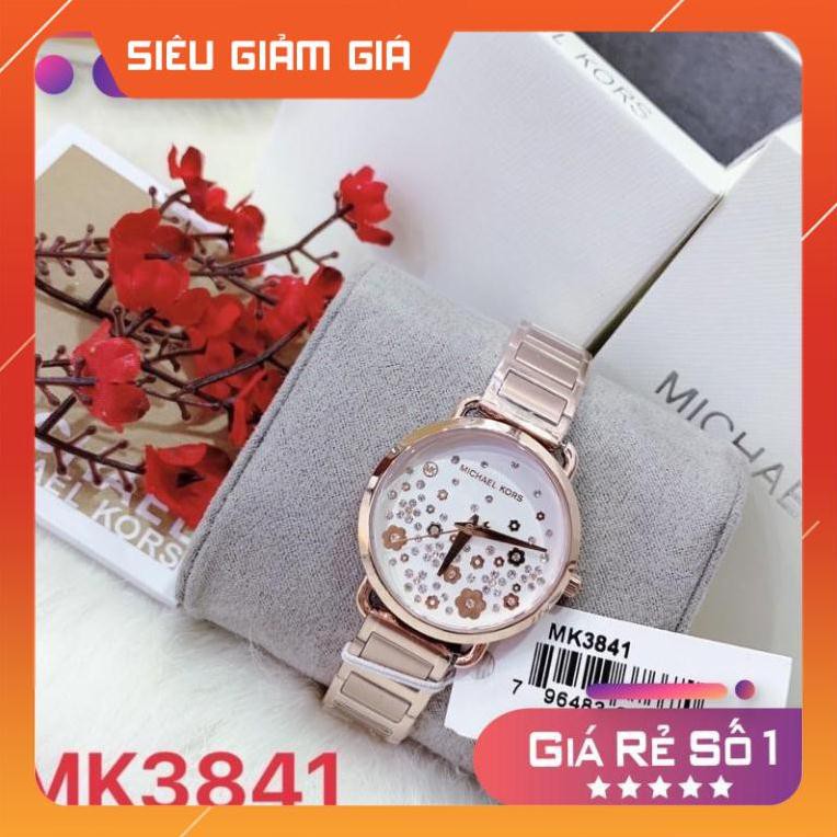 [New 2021] Đồng hồ Nữ Micheal Kors MK3841 mặt hoa đính đá , màu vàng hồng Full Box ⚜️Hàng Authentic⚜️