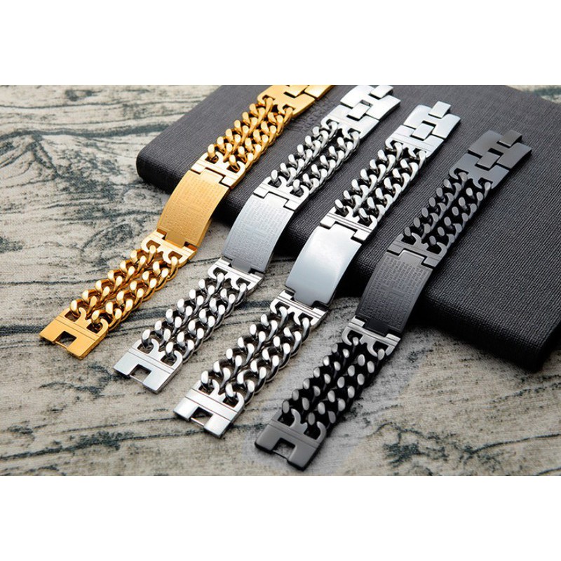 Lắc Tay Nam Dây Xích Bản To Titan Không Đen TT 1936