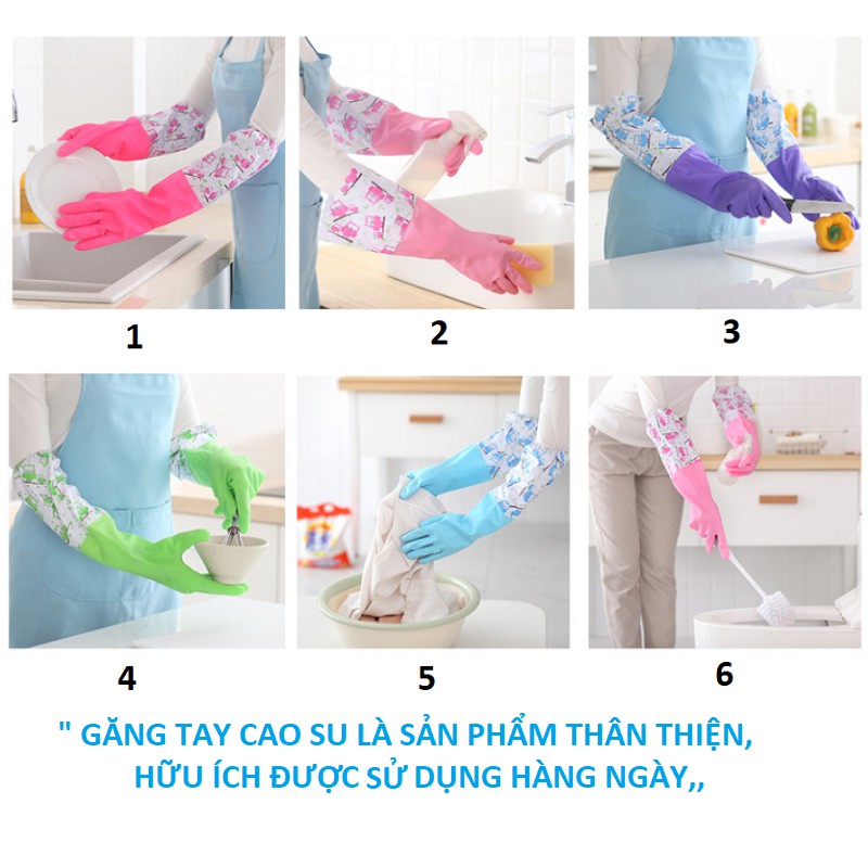 { Hàng Cao Cấp - Lót Nỉ Chống Lạnh Tay } Găng Tay Rửa Bát - Găng Tay Cao Su Lót Nỉ