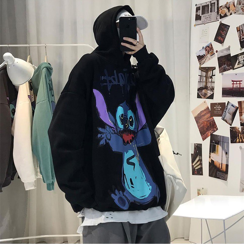 HOODIE HOẠT HÌNH ❤️áo khoác nỉ form rộng có nón chui đầu tay phồng Hàn Quốc nam nữ VIVU123STORE   HOD009