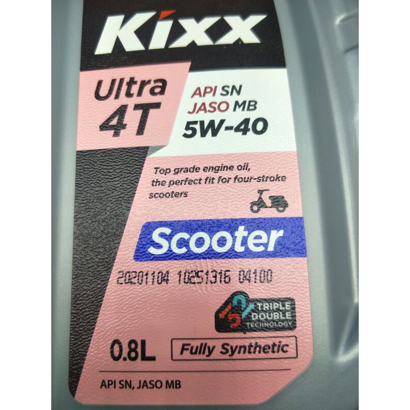 Nhớt Kixx Scooter Ultra 4T 5W40 Fully Synthetic 800ml nhập khẩu Hàn Quốc nhớt xe tay ga