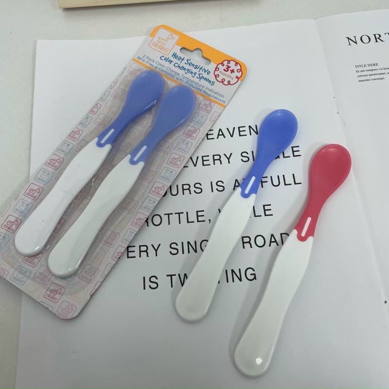 Sét 2 thìa ăn dặm báo nóng swinggies cho bé