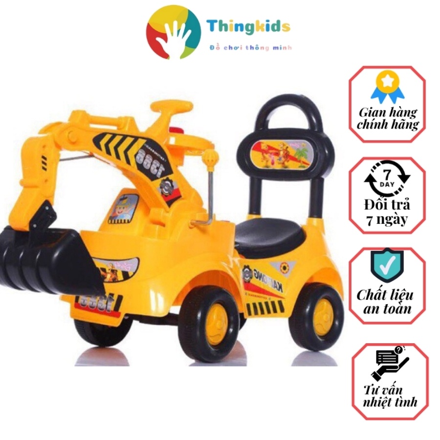 Xe cần cẩu kiêm xe chòi chân cho bé, có đèn có nhạc - Thingkids