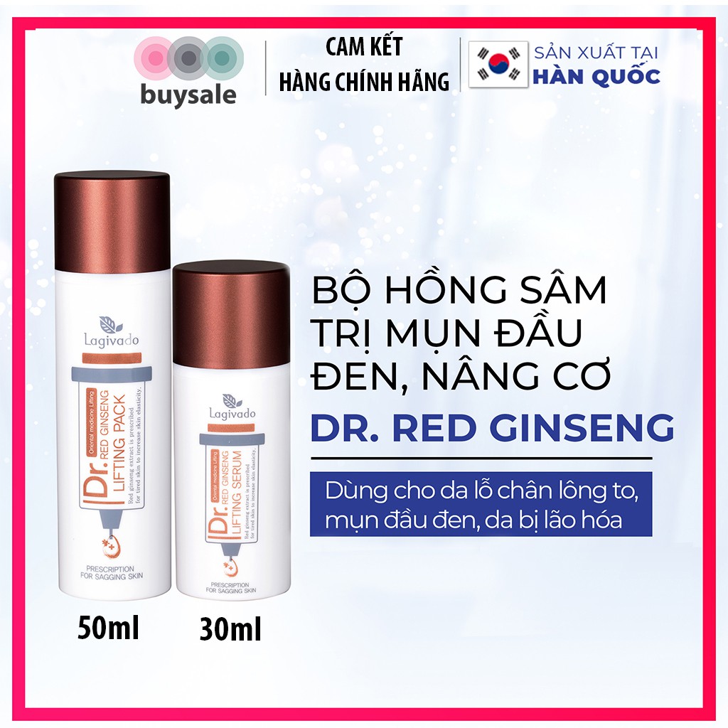 Bộ sản phẩm giảm mụn đầu đen Hàn Quốc thu nhỏ lỗ chân lông gồm mặt nạ hồng sâm 50 ml + serum 30 ml - Buysales