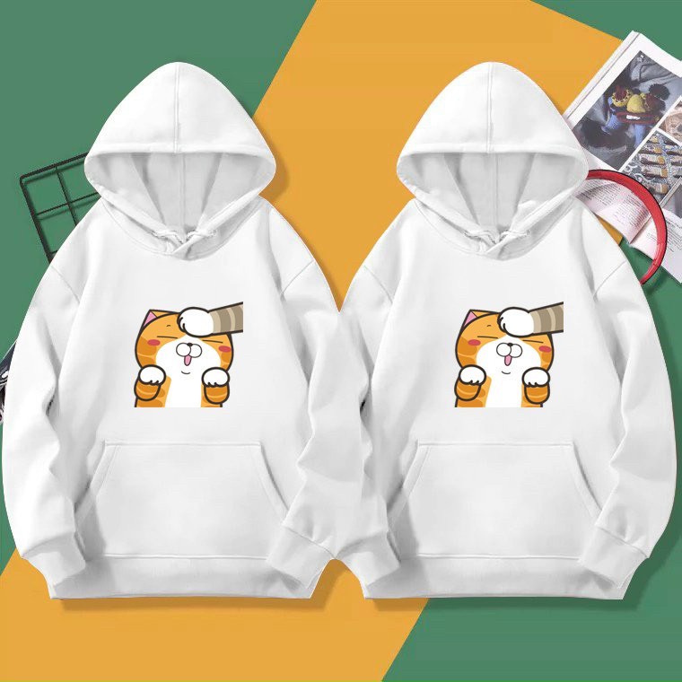 [ KHOÁC HÈ ] ÁO KHOÁC HOODIE NỈ UNISEX IN PÉT MÈO CUTE NHIỀU MÀU