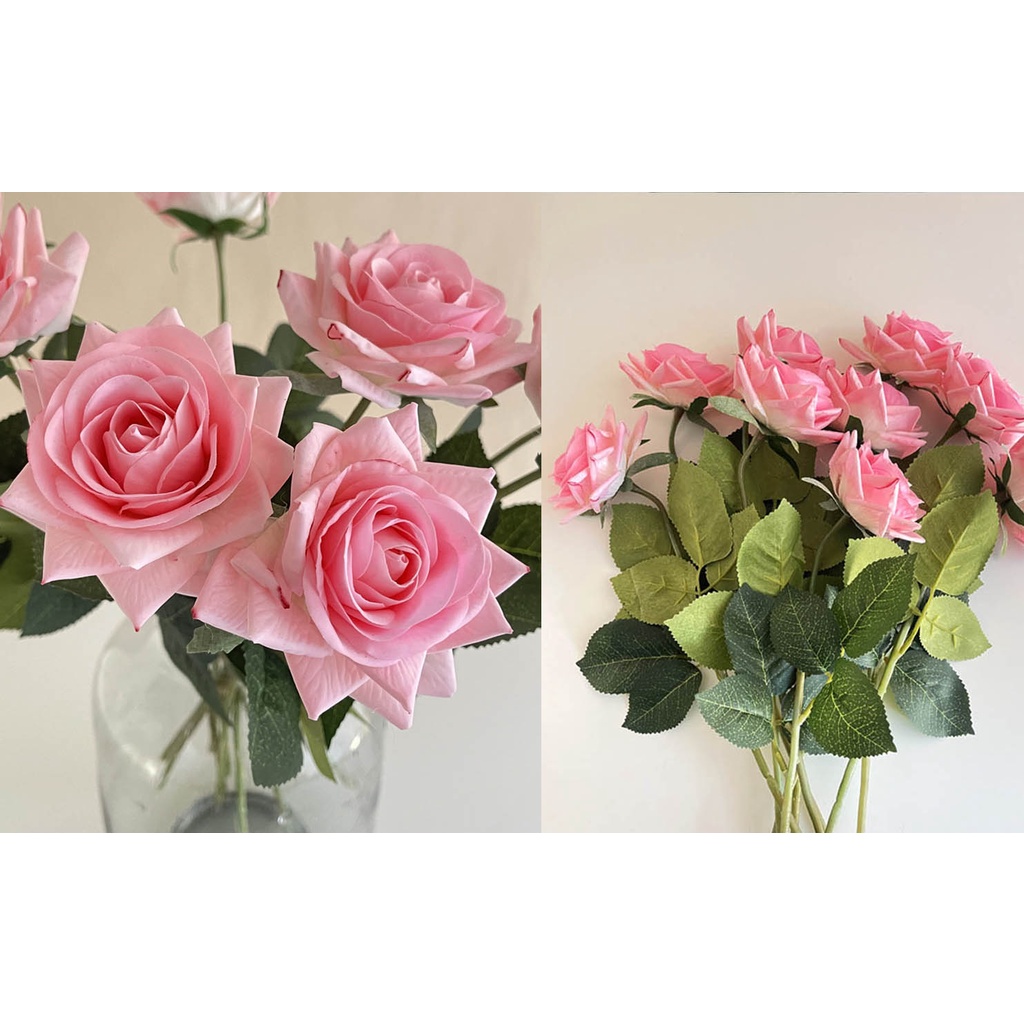 Cành Hoa Hồng Lụa Cao Cấp (Cánh Nhọn), Phụ kiện trang trí, chụp ảnh