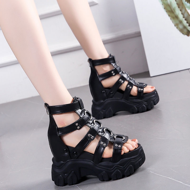 Giày Sandal Đế Xuồng Dày Hở Lỗ Thời Trang Mùa Hè Phong Cách La Mã Mới Dành Cho Bạn Nữ