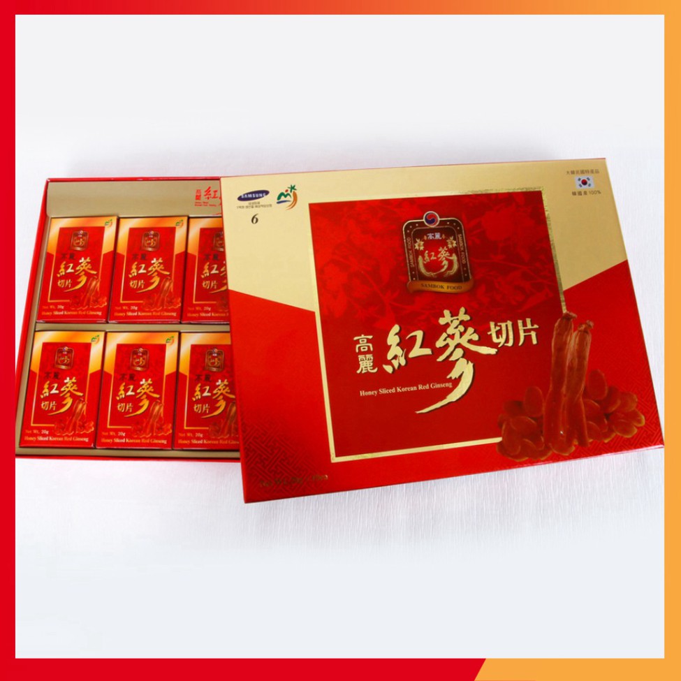 [Freeship] Hồng Sâm thái lát tẩm Mật Ong SAMBOK Hàn Quốc hộp 200g (Honey Sliced Korean Red Ginseng)