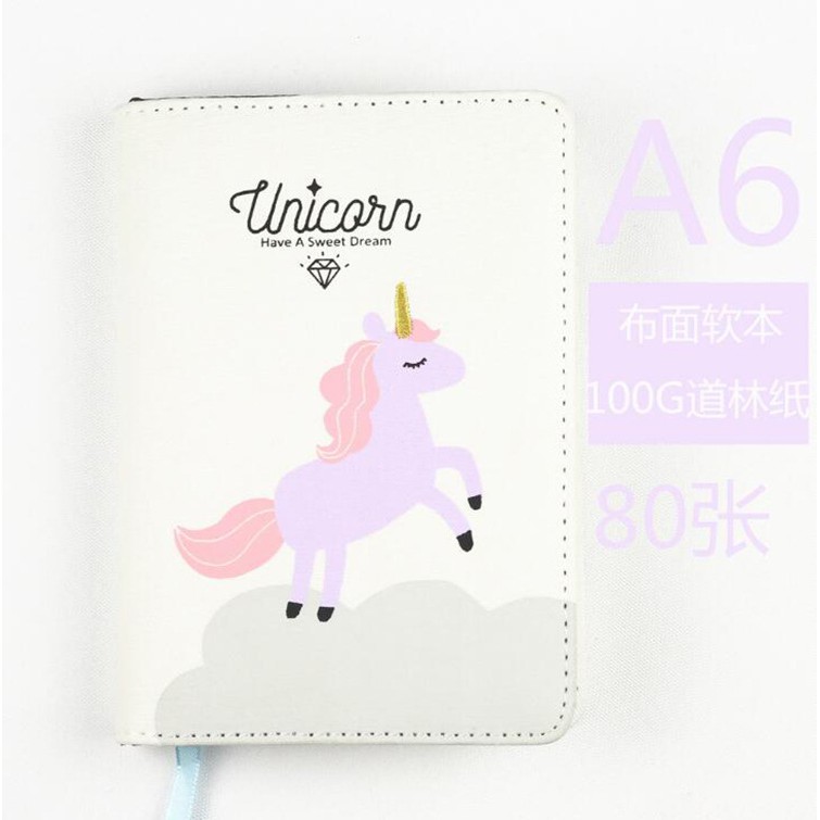 Sổ planner ruột gài CACT bìa thêu UNICORN A6- nhiều mẫu, Kingdecor