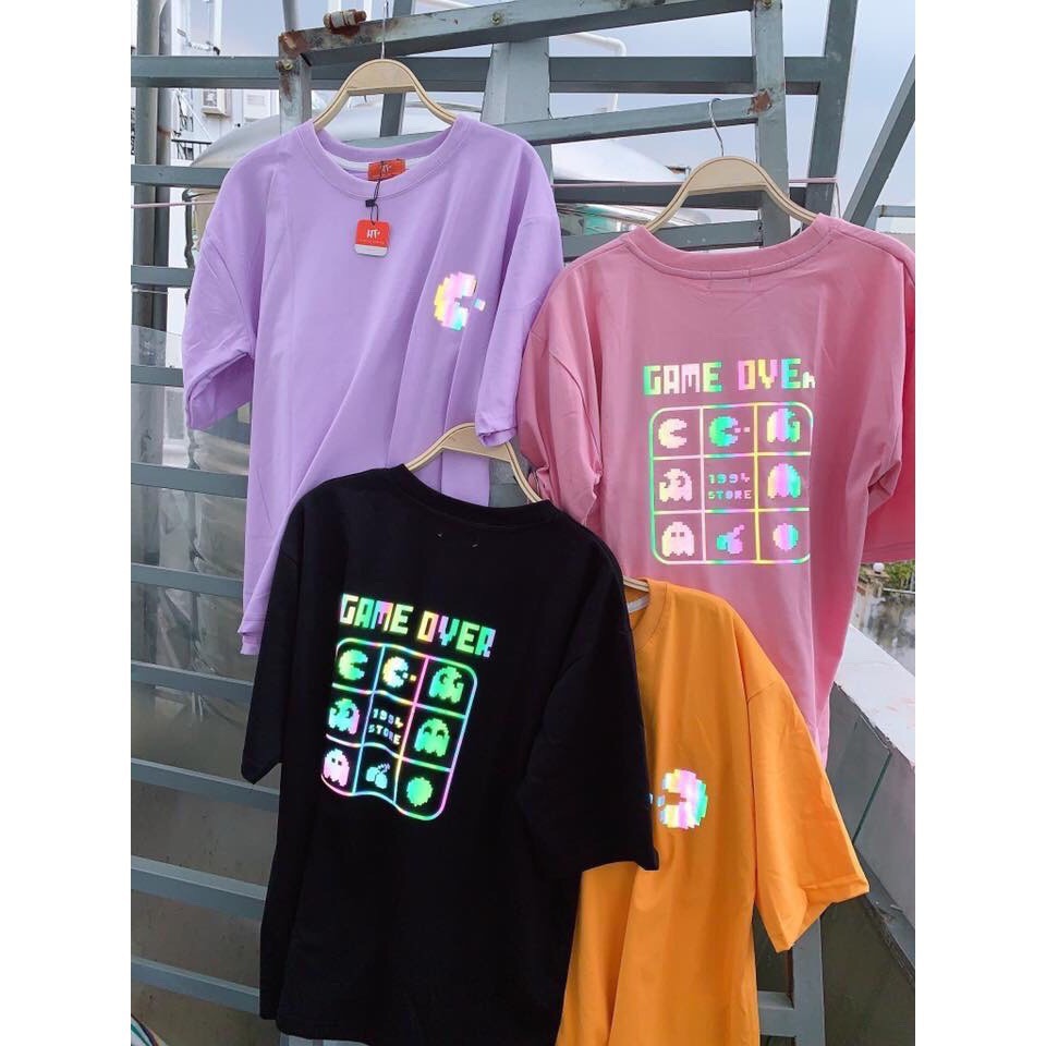 Áo Thun Phản Quang Game Over nam nữ Unisex freesize 45-65kg- AQ STORE