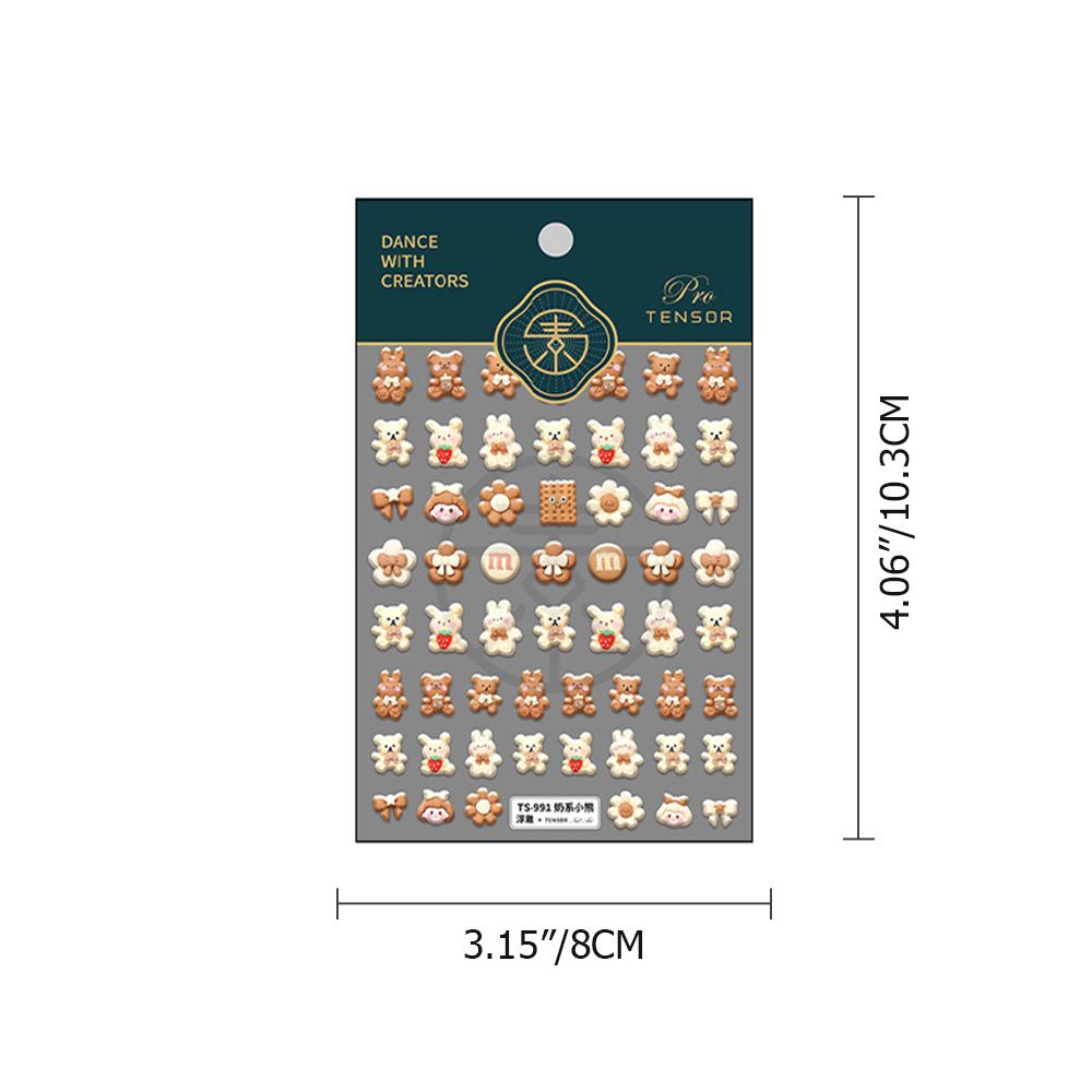 Miếng Dán Trang Trí Móng Tay 5D Hình Thỏ/ Bánh Quy/ Kem Chất Lượng Cao