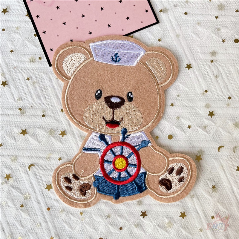 ☸ Sticker Ủi Thêu Hình Gấu Dễ Thương ☸ 1 Huy Hiệu Cài Áo Hình Động Vật Hoạt Hình Ngộ Nghĩnh
