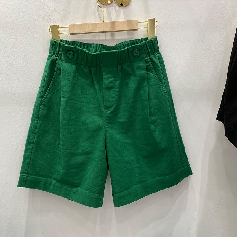 Quần short nữ BH ống rộng cạp cao màu trơn năng động thời trang