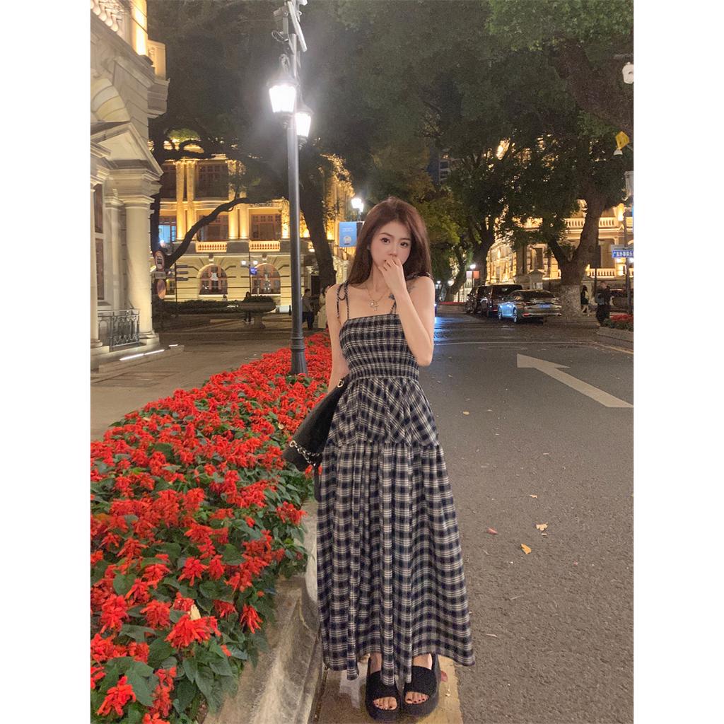 「 WELOVE1 」Đầm Midi Hai Dây Eo Cao Họa Tiết Kẻ Sọc Nhiều Màu Thời Trang Mới Thường Ngày Dành Cho Bạn Nữ