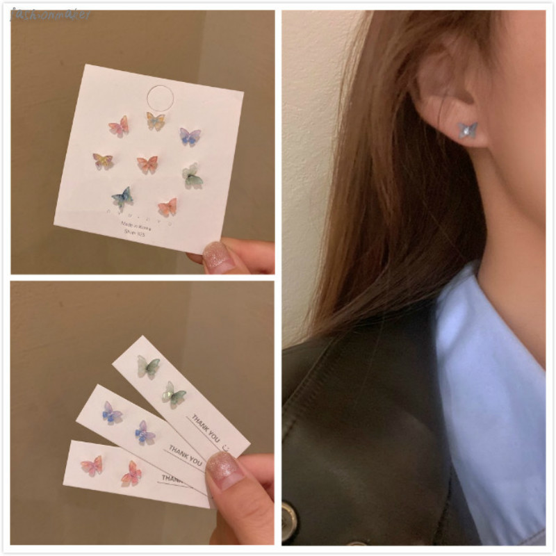 Set 8 Khuyên Tai Hình Bướm S925 Thời Trang Cho Nữ