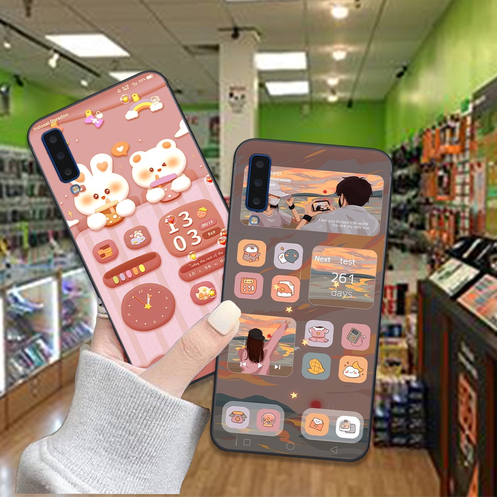 Ốp Samsung A7 2018 / A9 2018 bộ hình gấu , thỏ hồng cute dễ thương giá rẻ siêu bền