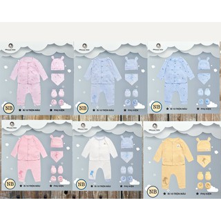 Momma baby Set quần áo-yếm-mũ-bao tay,chân cotong thông hơi