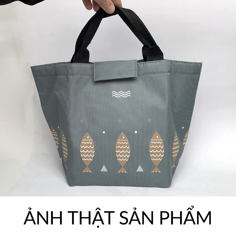 Túi đựng hộp cơm giữ nhiệt *loại khóa dán* có lớp cách nhiệt không thấm nước mã 20065