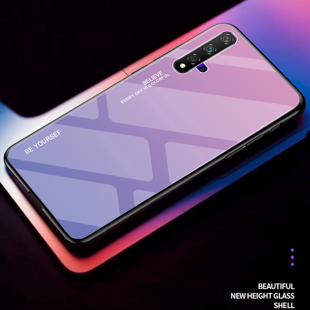 Ốp điện thoại kính cường lực màu gradient cho Huawei Nova 5T 5 5i Pro Mate 30 Lite P20 Lite 2019