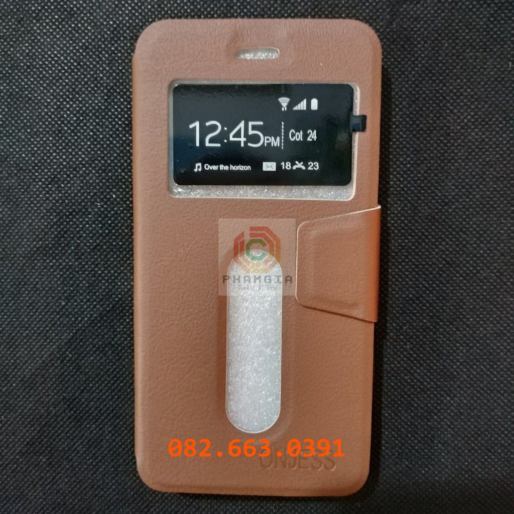 Bao da Vivo Y53 có đồng hồ xem giờ, chất liệu da sang trọng