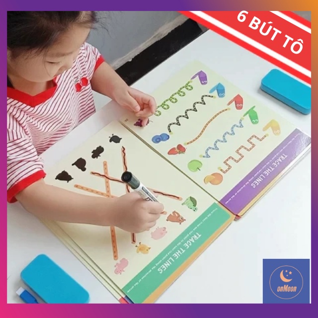 [giáo dục sớm]Montessrori tập tô màu, tập viết chữ và câu đố thông minh xóa được giúp bé tập trung và tư duy logic