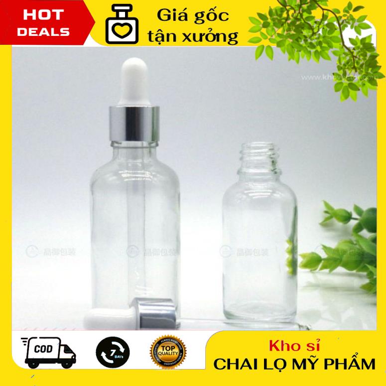 Lọ Chiết Serum ❤ GIÁ TẬN GỐC ❤ Lọ đựng tinh dầu 15ml, 20ml Dày bóp giọt Khoen Bạc chiết serum, phụ kiện du lịch