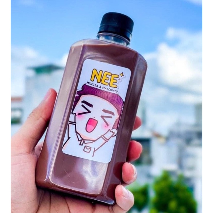 Combo 50 Chai trà sữa dẹp bầu/ vuông 330ml nắp đen/ trắng