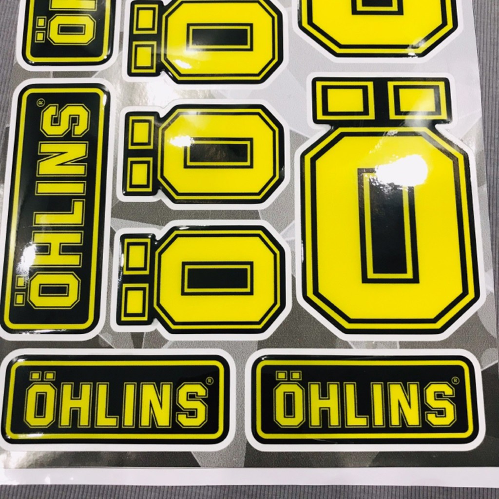Tấm tem nổi hình Ohlins màu vàng mẫu 3